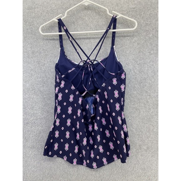 Island Escape Women's Tankini Blue Strappy Cross Back Size 12 Pink  Swim top - Picture 2 of 8